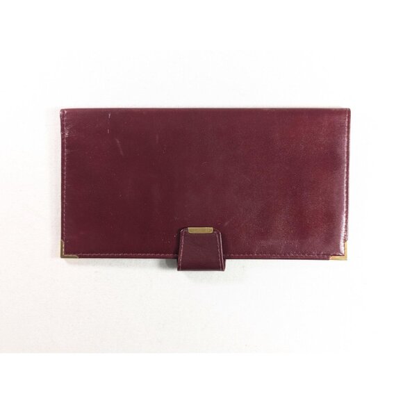 Vintage Burgundy Leather Travel Wallet: Bifold Organizer, Card Holder - Picture 6 of 10